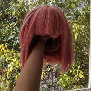 Pink banged wig